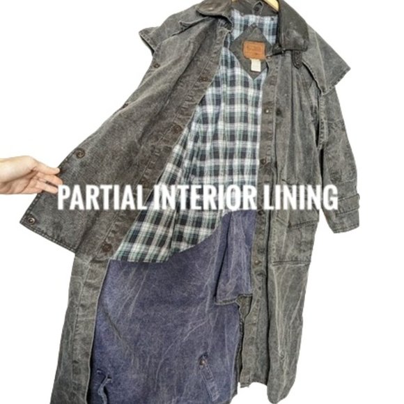 Vintage Outback Canvas Duster Coat Washed Black Western Rancher L - Picture 8 of 15